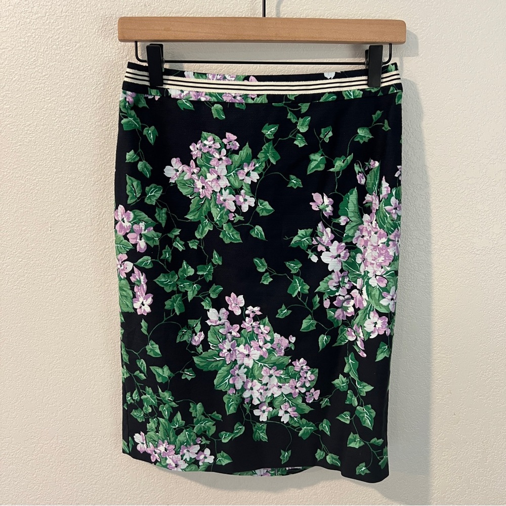 Talbots‎ Petites Oprah Collection Navy Floral Pencil Skirt Size 2P